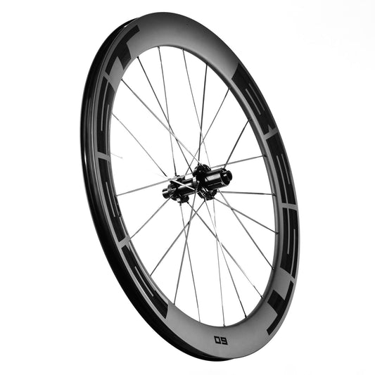Scribe Best Sport 60 Carbon Wheels angled view showing deep 60mm aero rim and aerodynamic carbon profile.