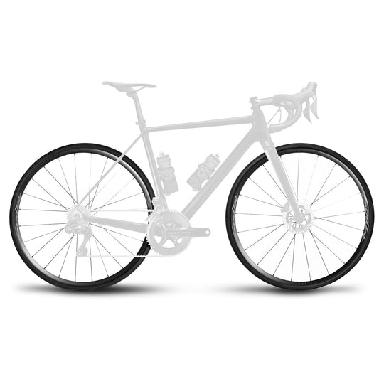 Road bike equipped with Scribe Race Disc Alloy wheels — performance setup.