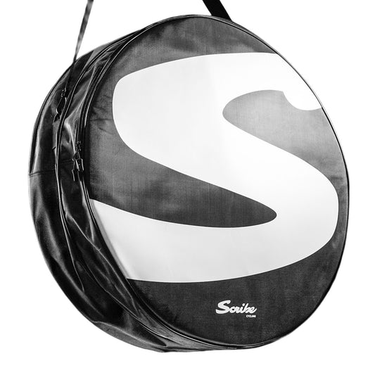 Close-up of Scribe Double Wheel Bag zipper and internal wheel protection padding