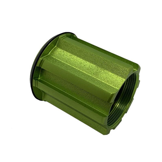 Scribe Campagnolo Ratchet Freehub in anodised green — compatible with Campagnolo 9–12 speed cassettes and all Scribe Ratchet drive hubs.